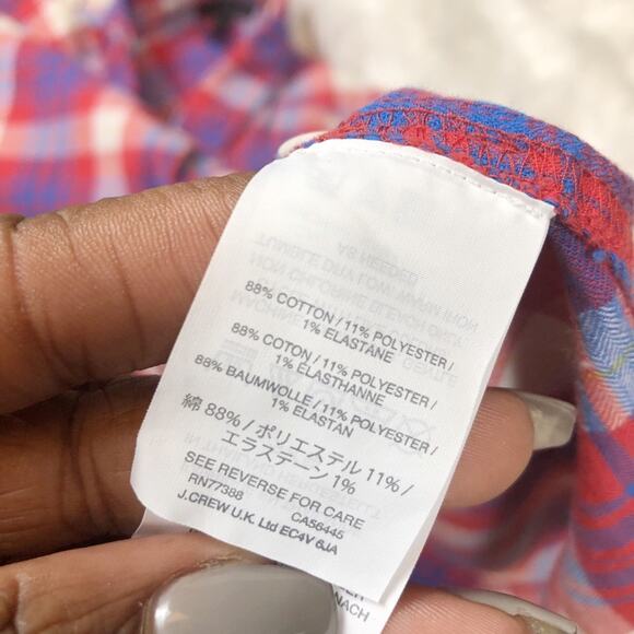 J. Crew Women's Shrunken‎ Boy Shirt Collar in Red Weekend Plaid Size 10 - Picture 4 of 5